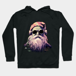 Modern Santa Claus with sun glasses and headphone. Hoodie